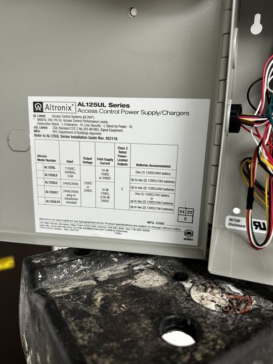 Access-control panel wired in its cabinet.