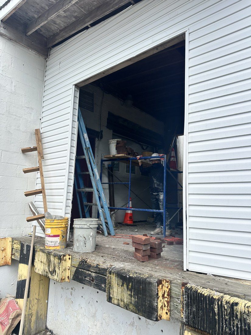 Commercial masonry and lintel work at an operating warehouse on Long Island
