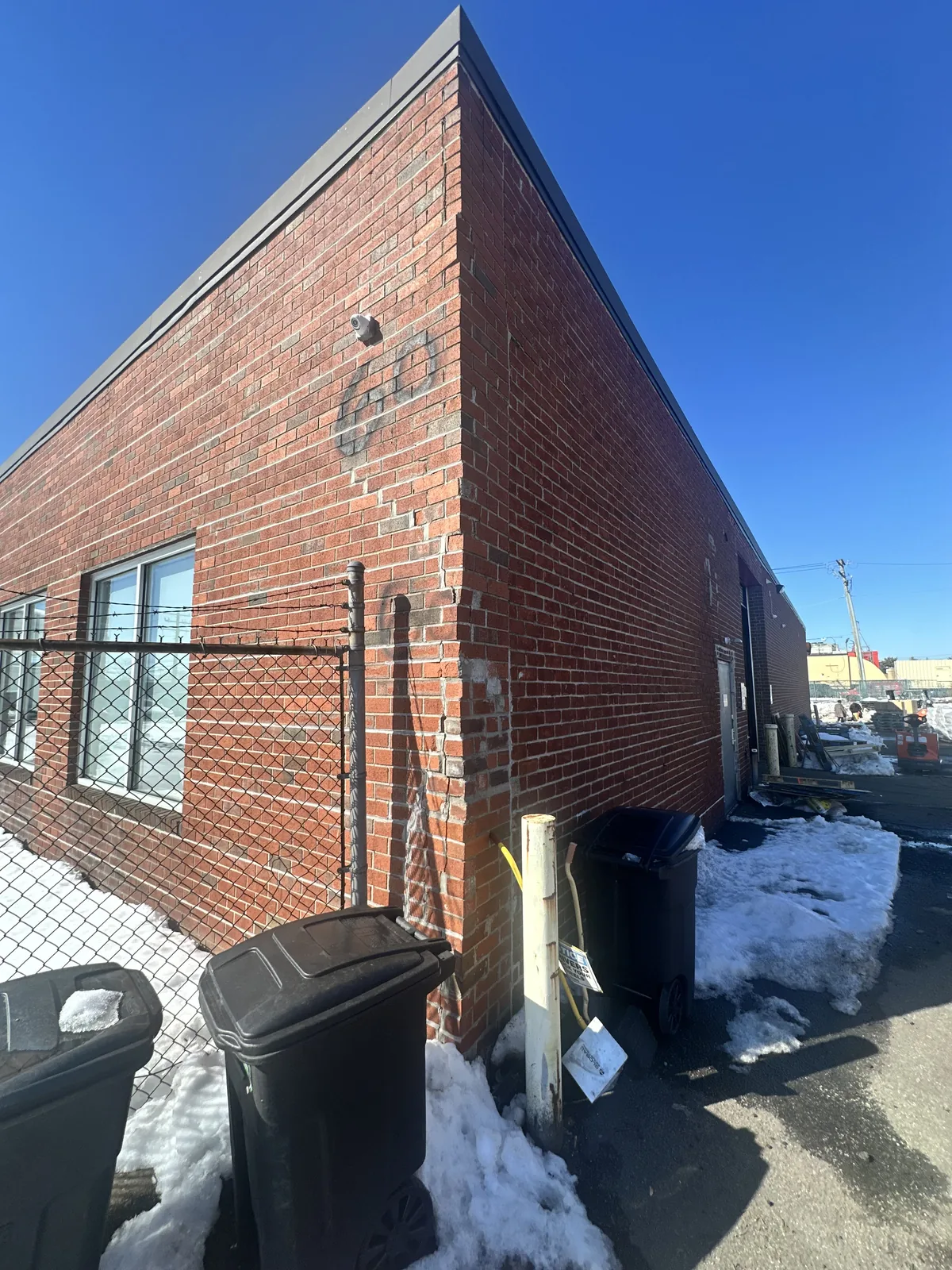 Completed brick corner repair at a commercial property