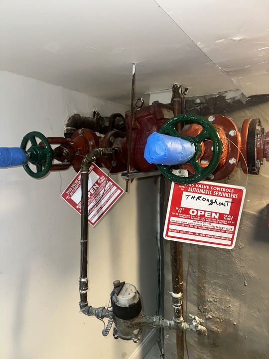 Building control valves before painting.